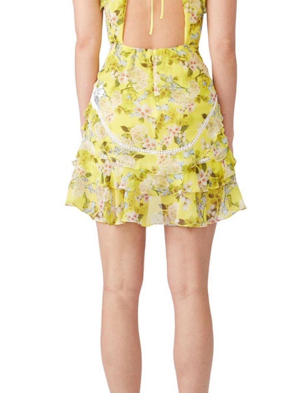 Marissa Webb Yellow Floral Ruffled Mini Dress - Picture 4 of 6